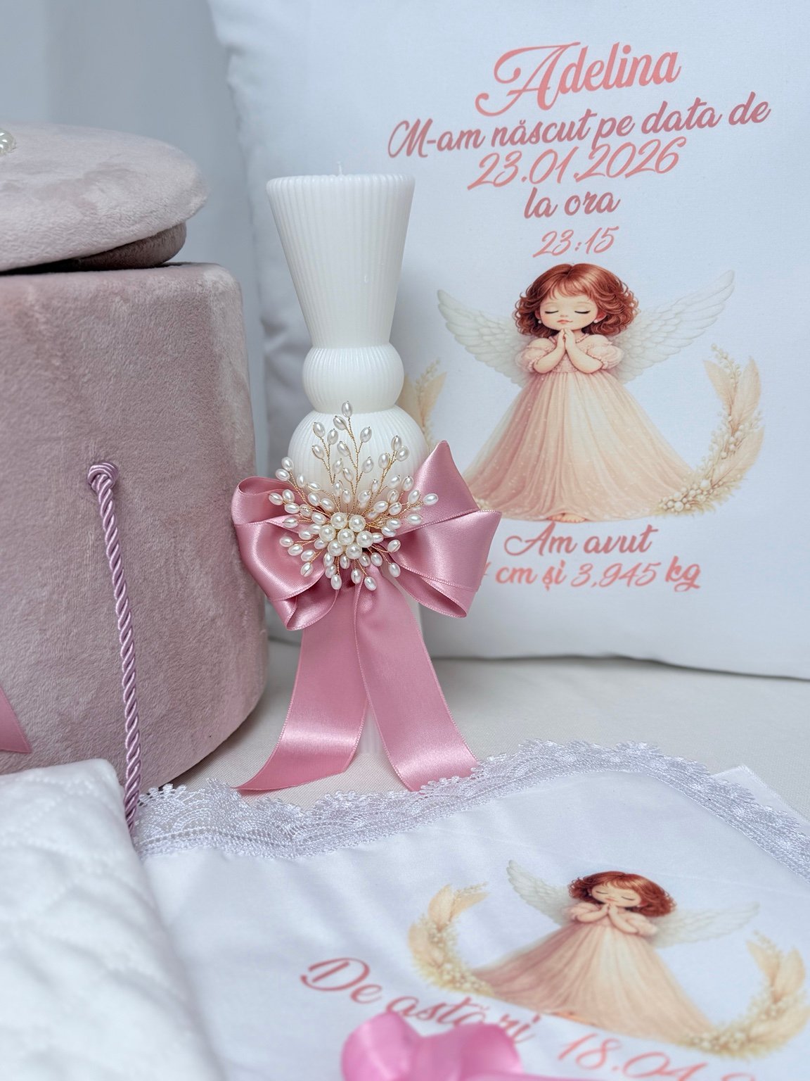 Mica Binecuvântare – trusou botez roz pudrat personalizat - imagine 4