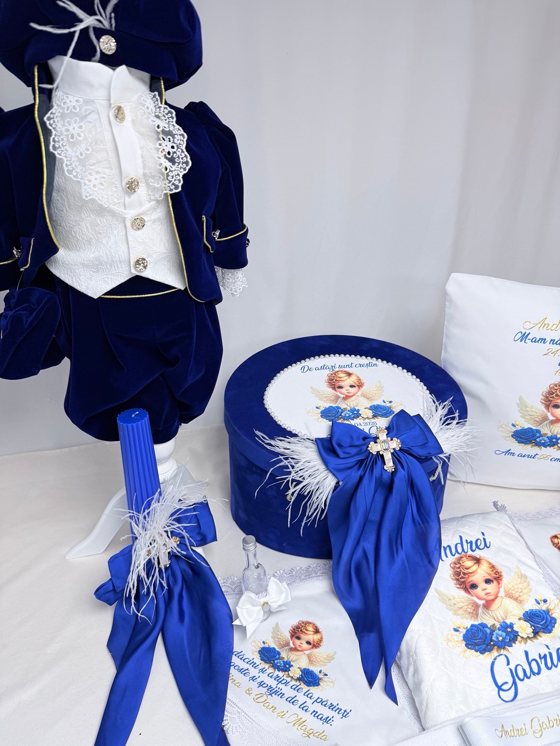 Har Albastru – set botez albastru cu cruce personalizat - imagine 4