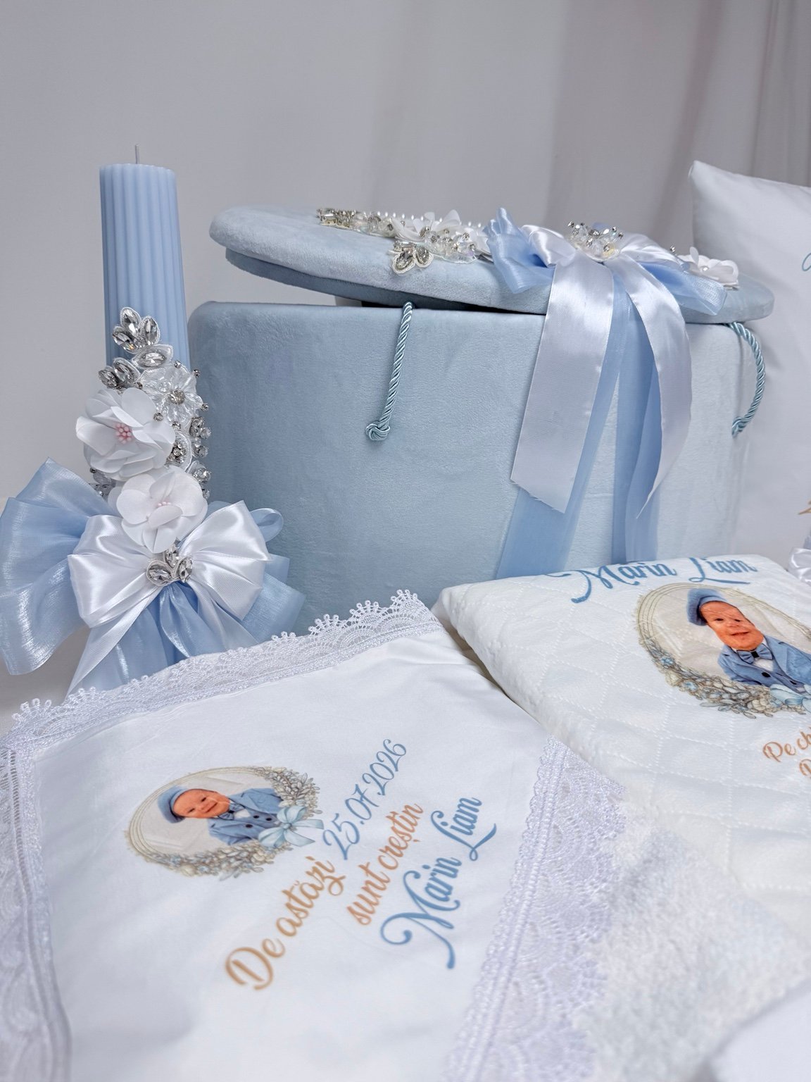 Bucurie în Bleu – set botez bleu cu fotografie personalizat - imagine 5