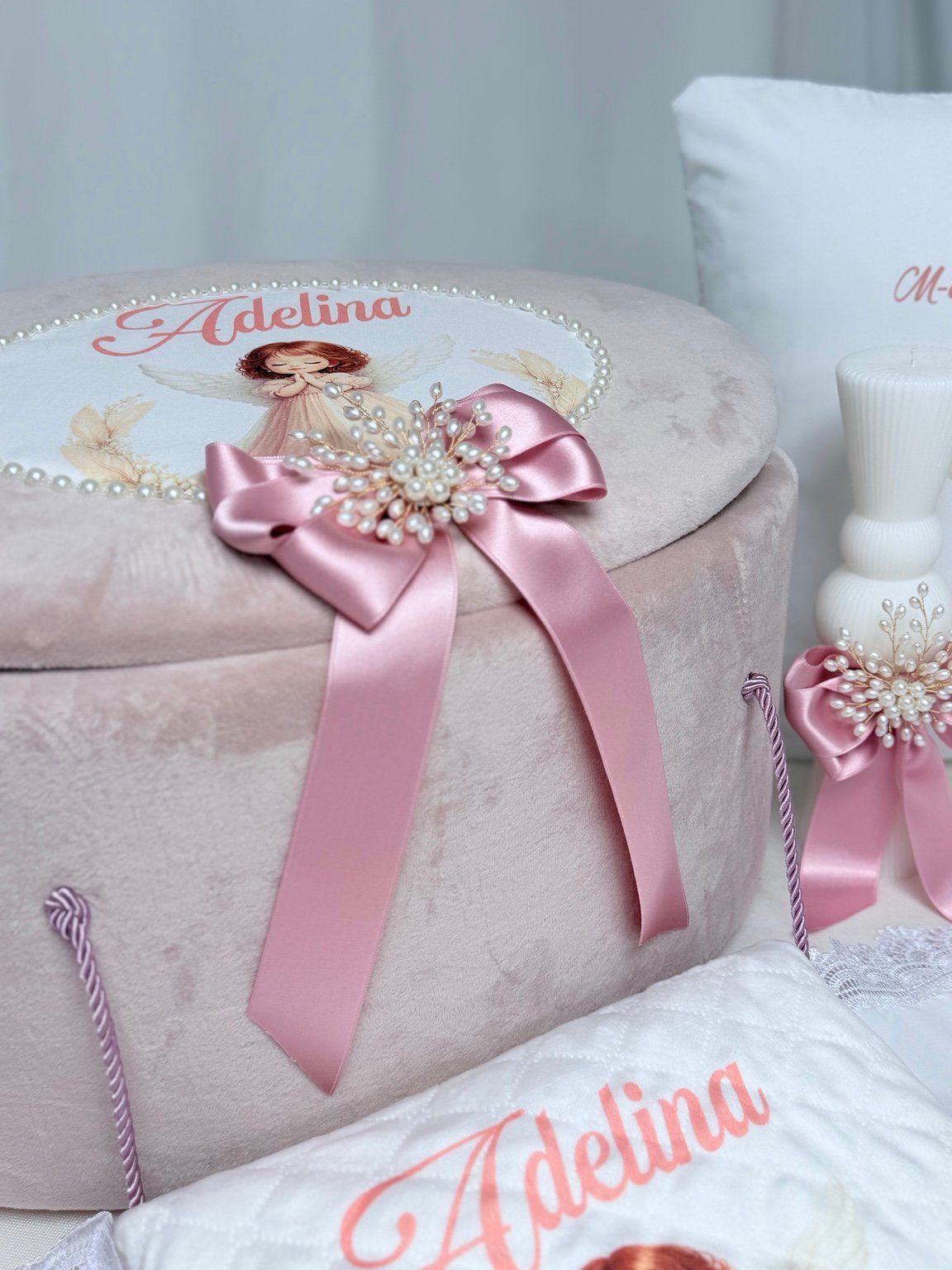 Mica Binecuvântare – trusou botez roz pudrat personalizat - imagine 5