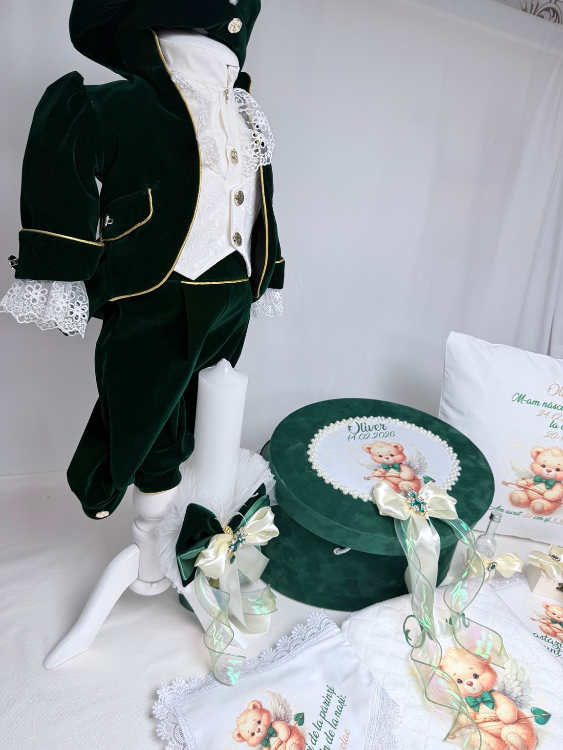 Micul Cupidon – set botez cu ursuleț înaripat personalizat - imagine 4