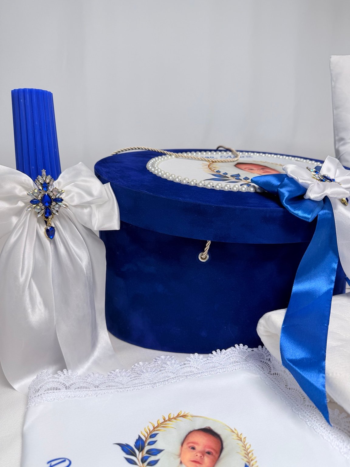 Portret de Gală – set botez albastru cu poză personalizat - imagine 4