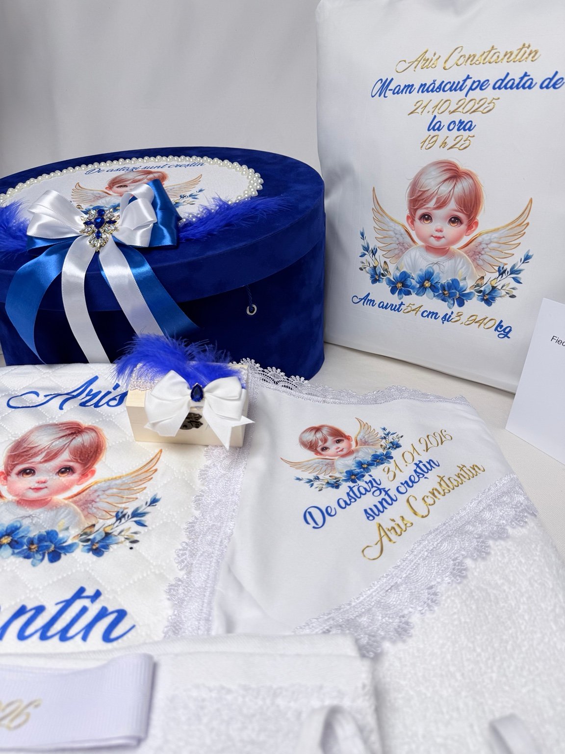 Safir Ceresc – trusou botez albastru regal personalizat - imagine 5